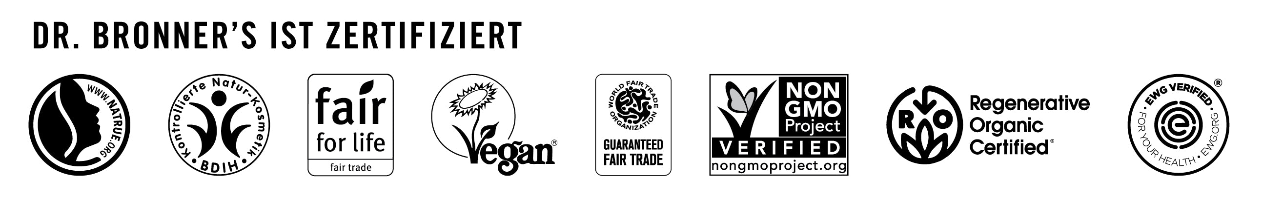 Dr Bronner's Certification Logos
