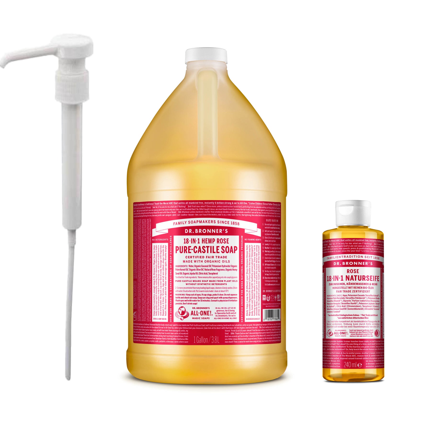 rose fahrradpumpe Nachfüllset 18-in-1 Naturseife Rose + Pumpe – Dr. Bronner's Deutschland